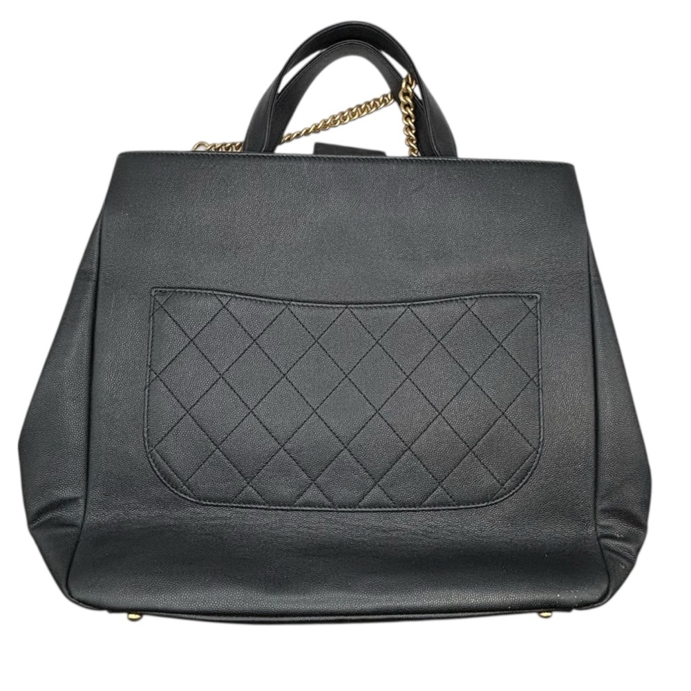 Chanel Dark Navy and Gold Accents Quilted Tote Bag - Picture 3 of 13